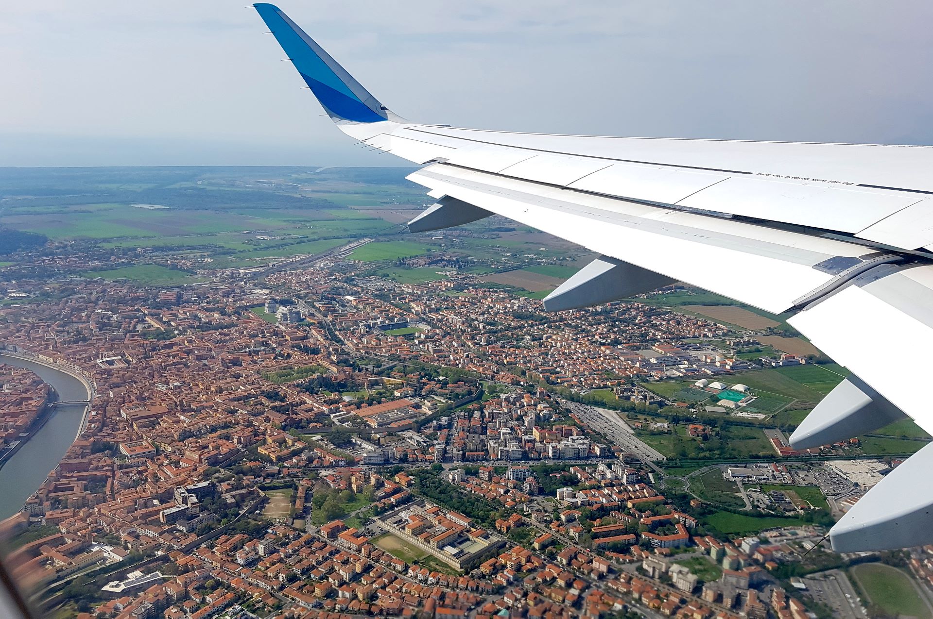 Blick auf Pisa beim Heimflug