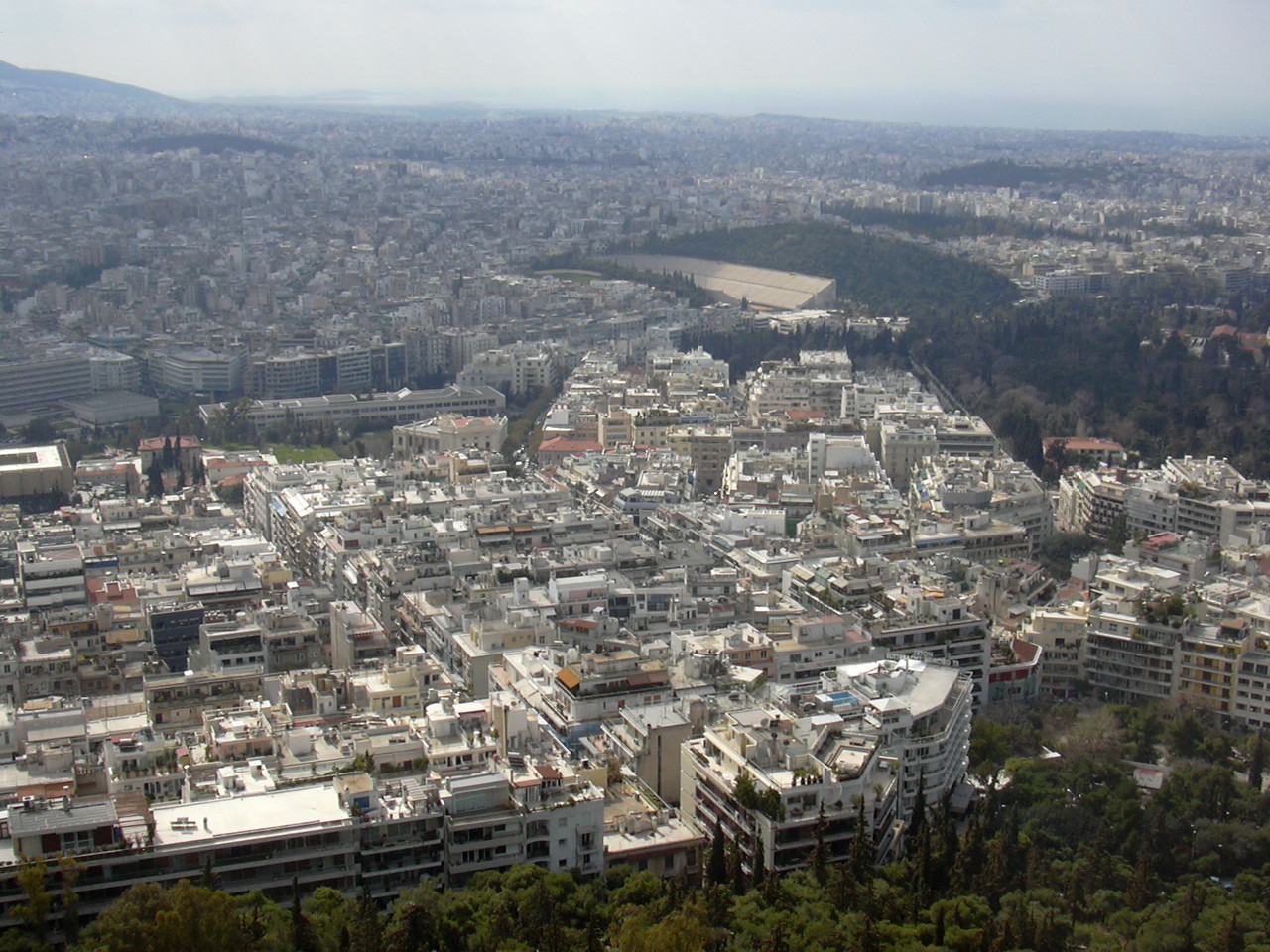 Athen, Blick vom Lykavittos zum antiken Stadion
