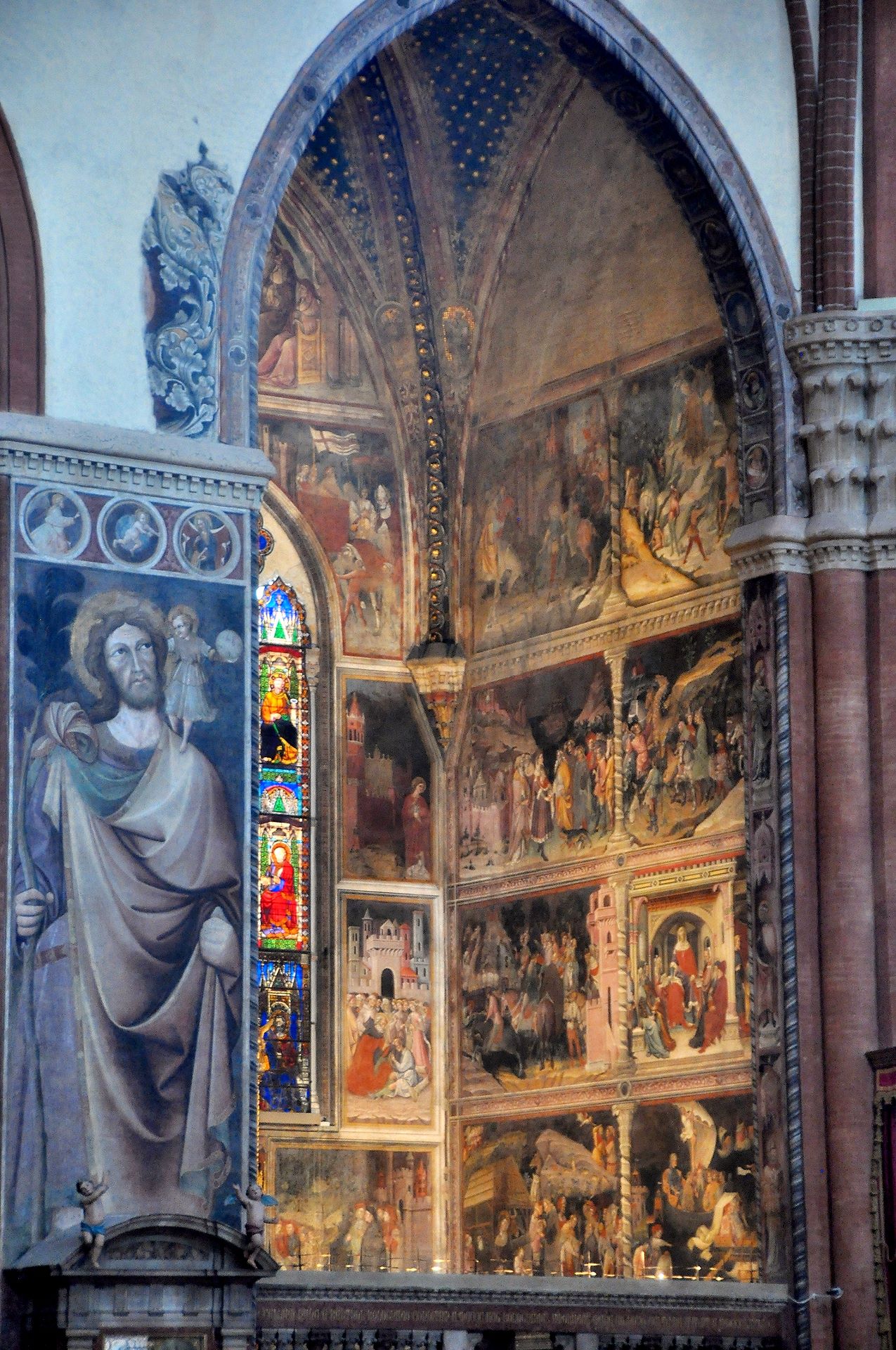 Bologna, Freskengeschmückte Wände der Cappella Bolognini in der Basilika San Petronio