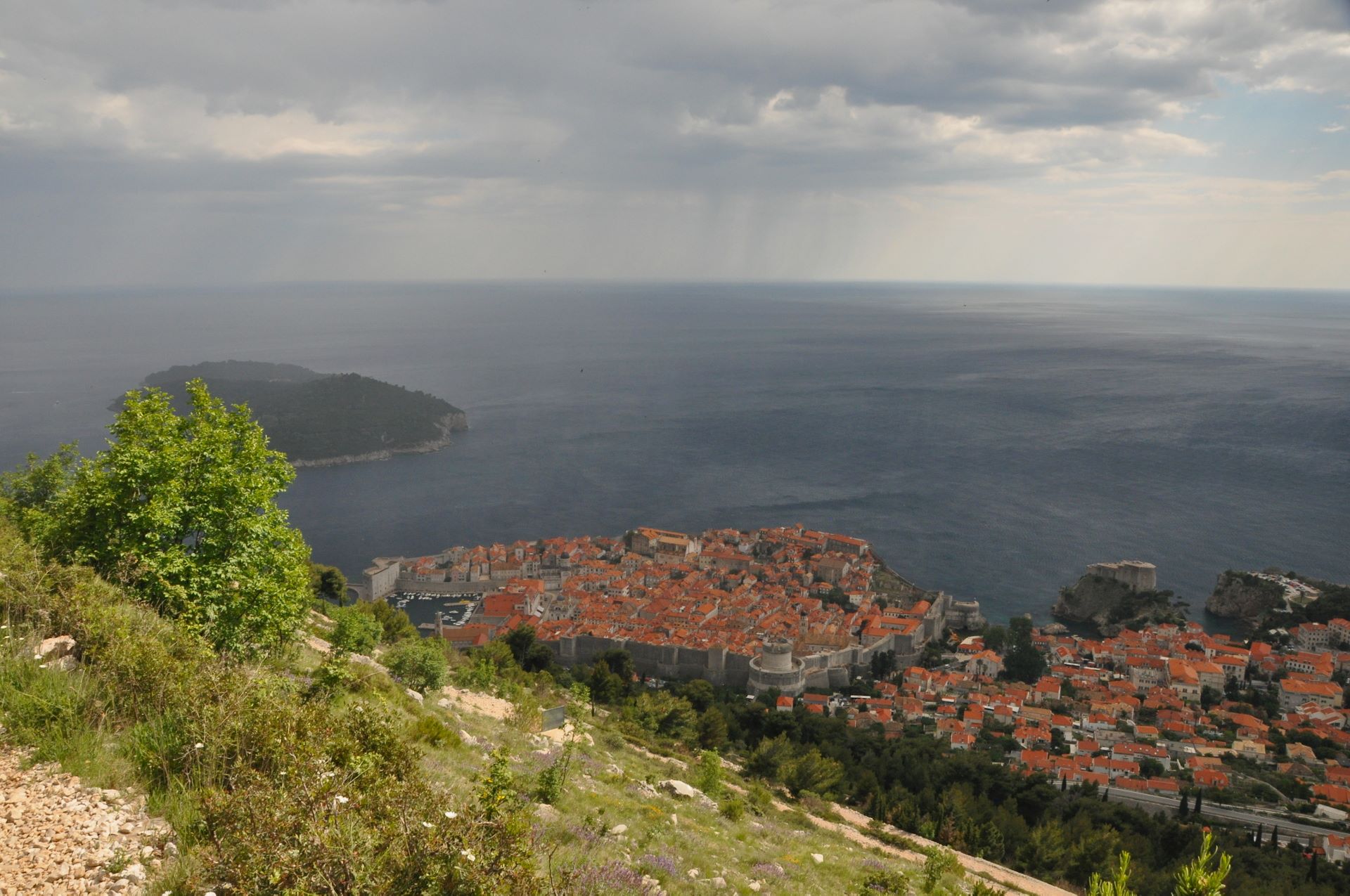 Dubrovnik vom Berg Srđ, Regen zieht auf