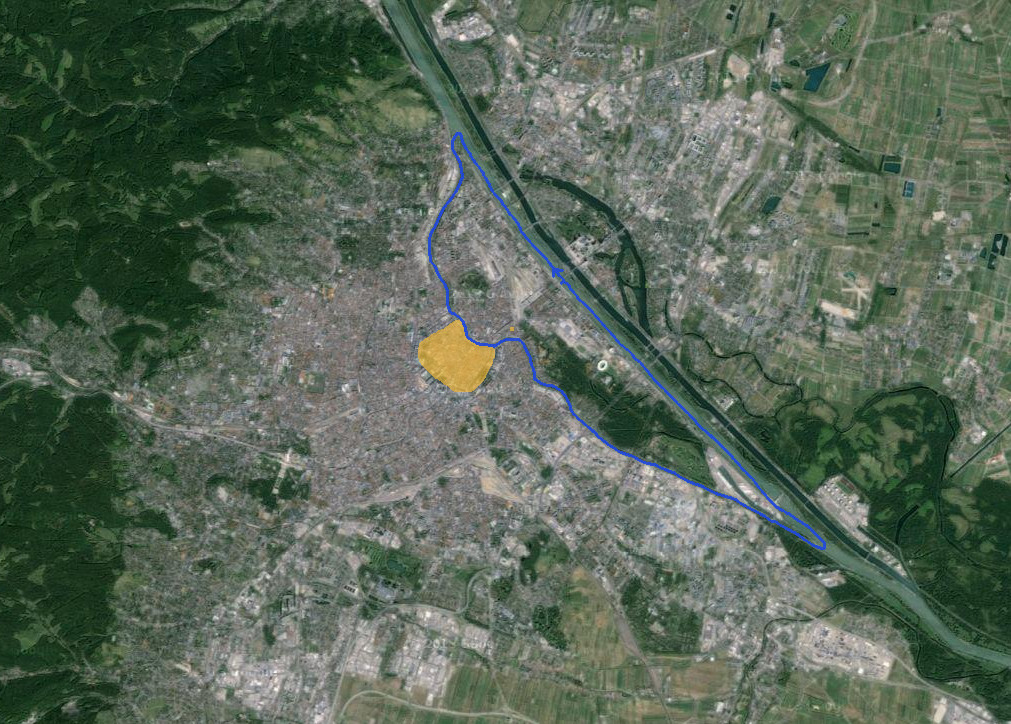 Übersichtskarte (gelb der 1. Bezirk - Innere Stadt)