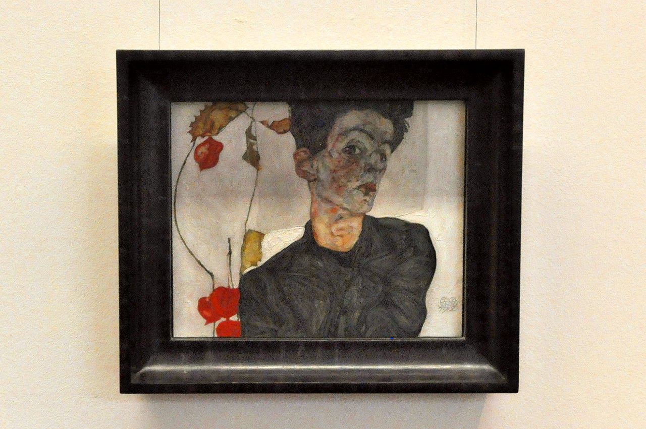 Egon Schiele, Selbstbildnis mit Lampionfrüchten (1912)