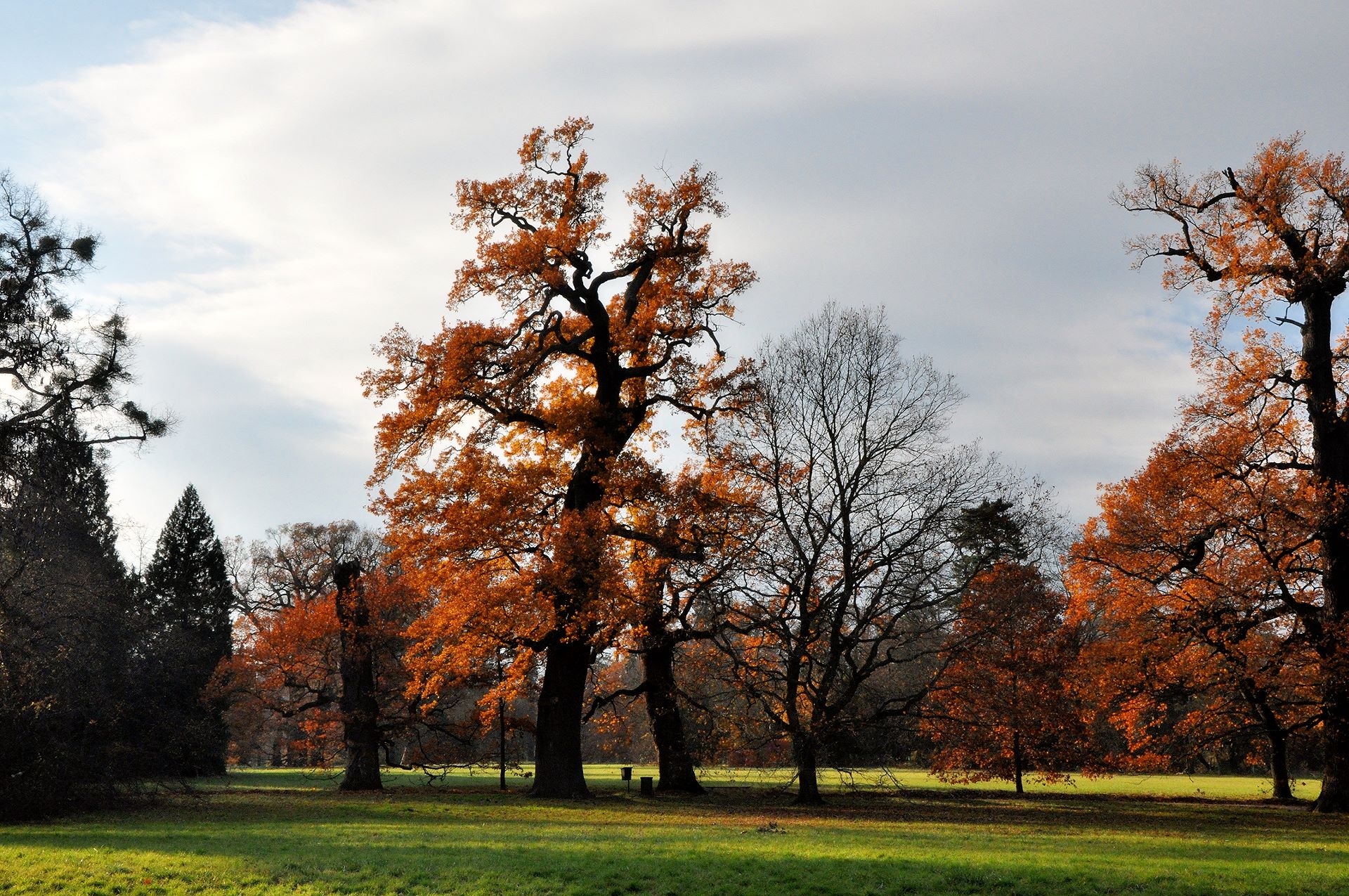 Wunderschöner Schlosspark von Lednice in Herbstfarben
