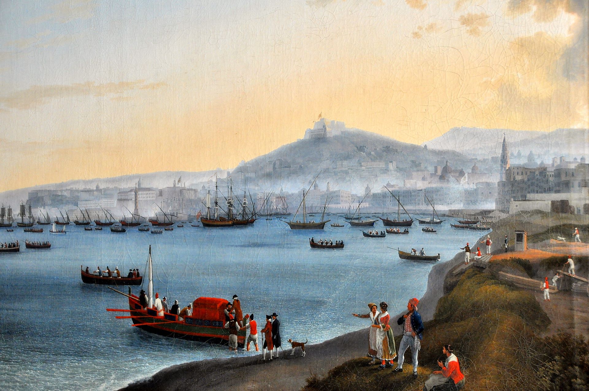 Darstellung Neapels im 19. Jhdt. auf einem Gemälde im Palast von Caserta