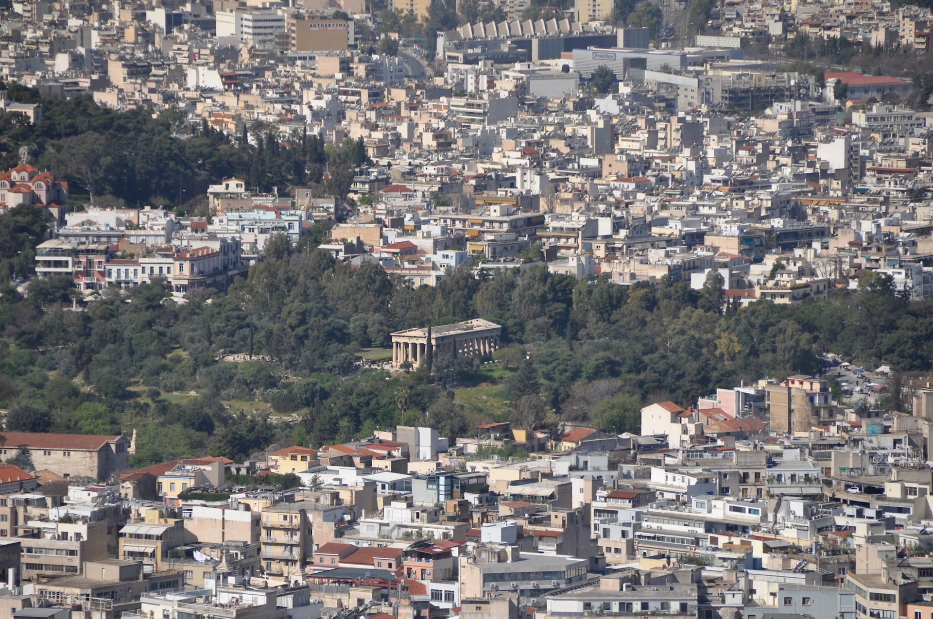 Der Theseustempel auf der antiken Agora vom Likabitos-Hügel